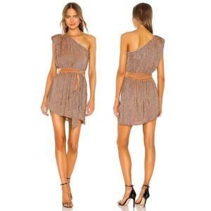 Retrofete Ella Mini Dress One Shoulder Belted Sequin Embellished Party Hoco XL